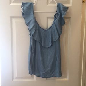 Ruffle denim top
